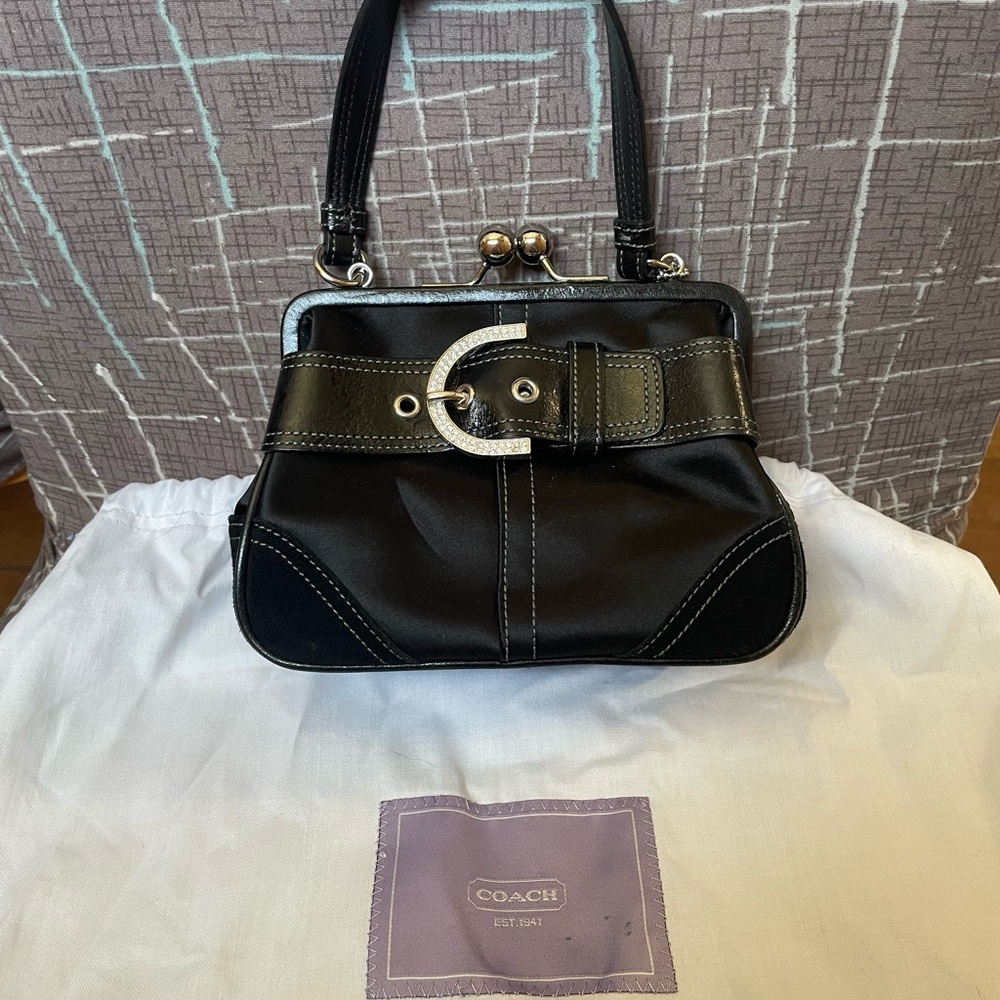 Coach Black Shoulder Bag with Silver Buckle